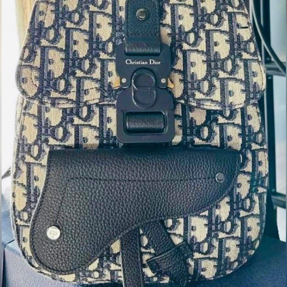 SOLD!!!Christian Dior Jacquard HOMME Oblique Calfskin Mini Saddle Backpack